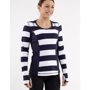 Lululemon Run: Switch Back Long Sleeve Wide Bold Stripe Size 8 EUC